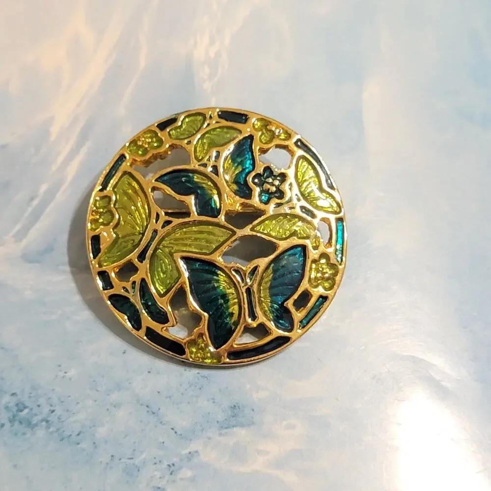 Vintage Enamel Butterfly Brooch Pin 1.5